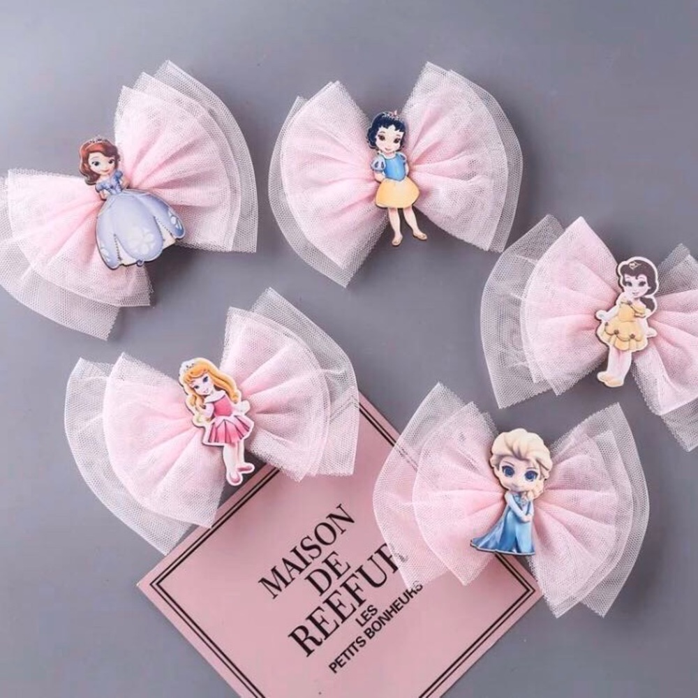 Princess Frozen Elsa Belle Cute Pink Hair Clips - Picture 1 of 7